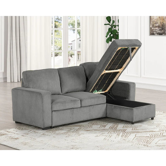 Yves Contemporary Corduroy Sleeper Sectional - 4 Colors