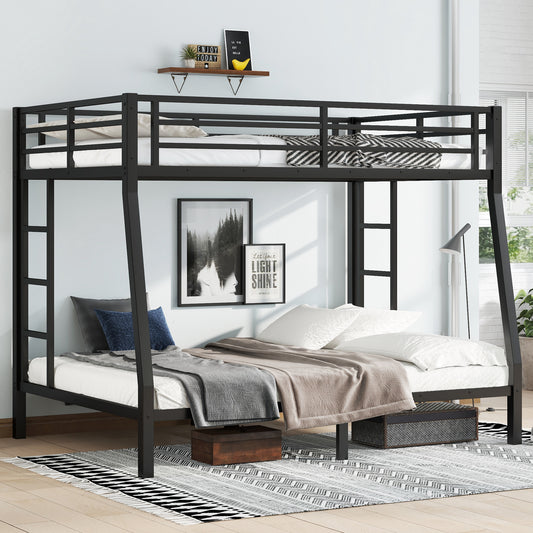 Metal Full XL over Queen Bunk Bed for Teens and Adults - Black - primary color shot