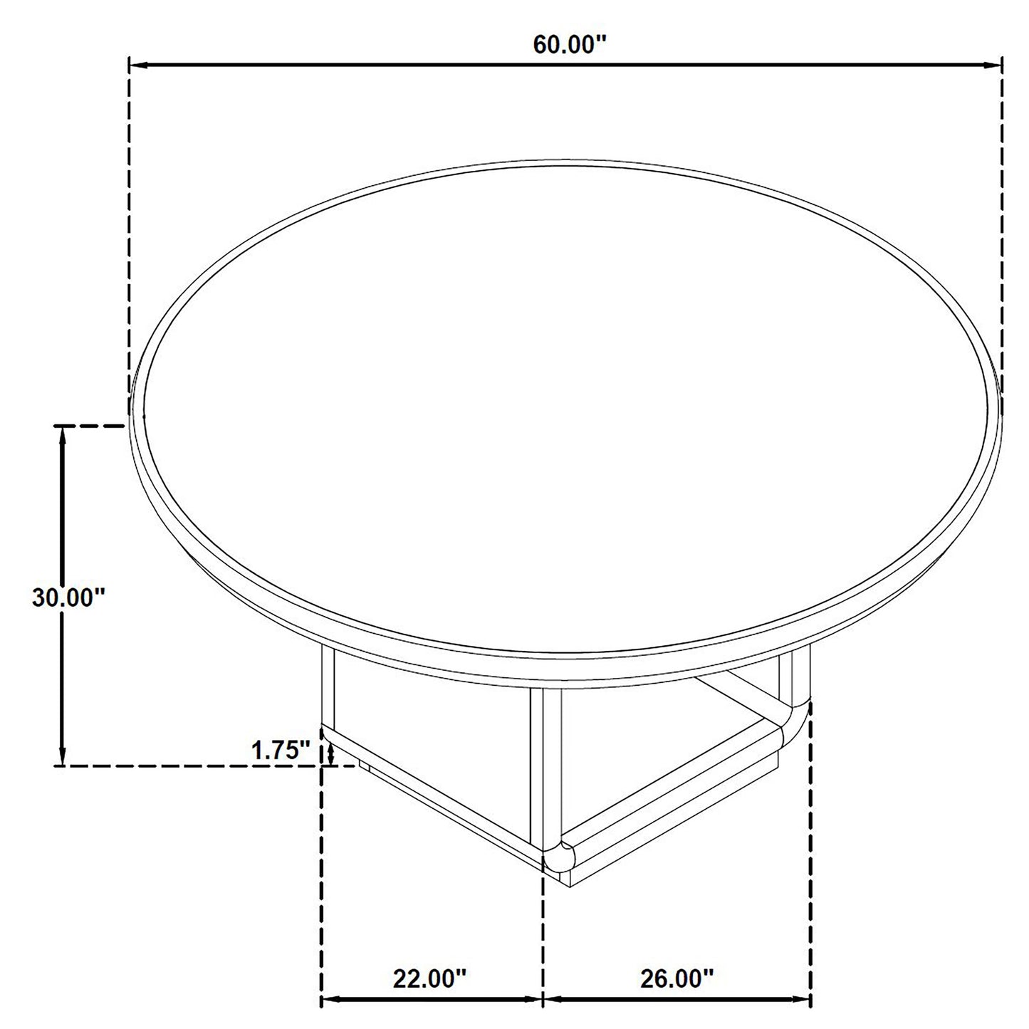 Leandro 60” Round Contemporary Dining Table – Burnished Black