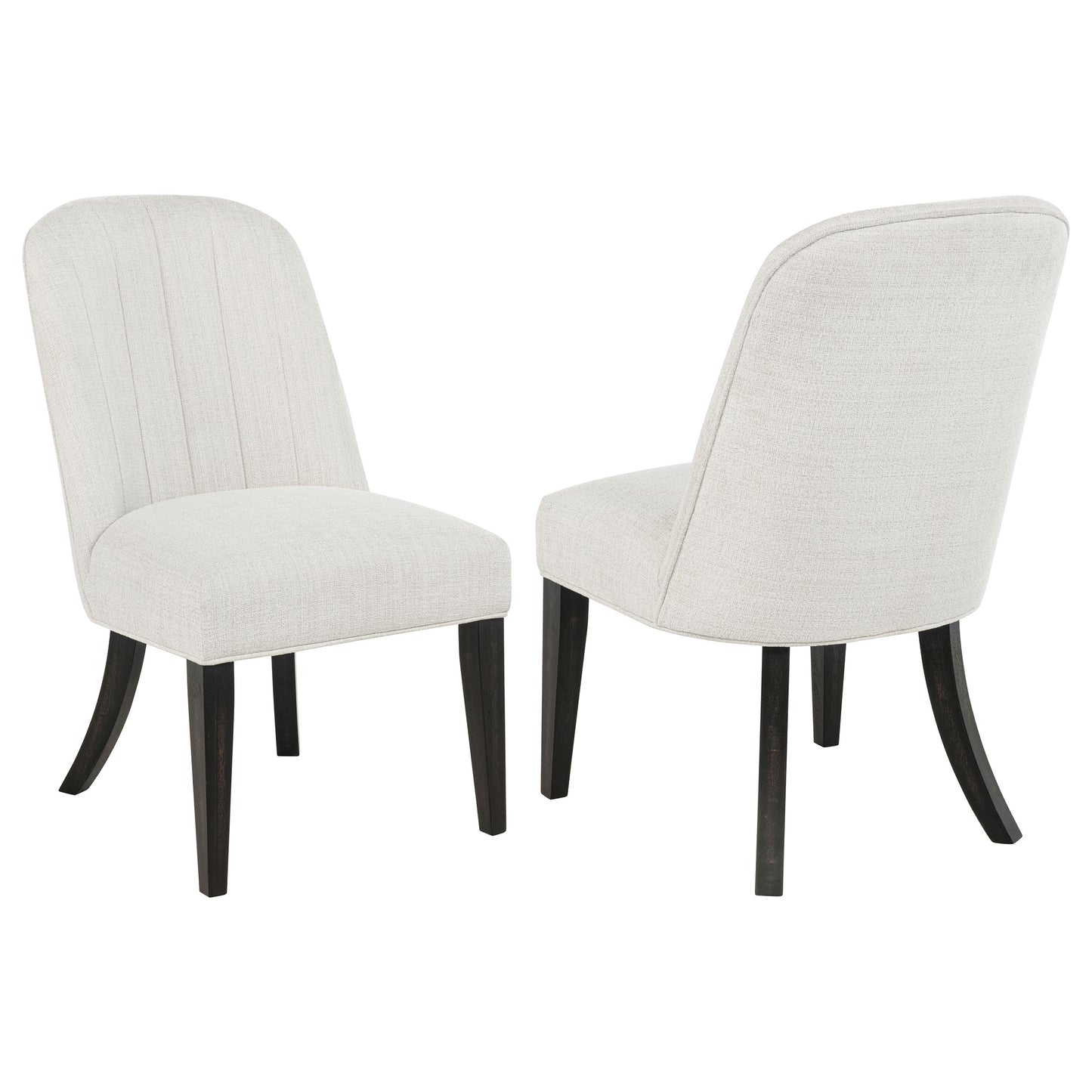 Leandro Contemporary Upholstered Dining Side Chairs (Set of 2) – Burnished Black & Cream