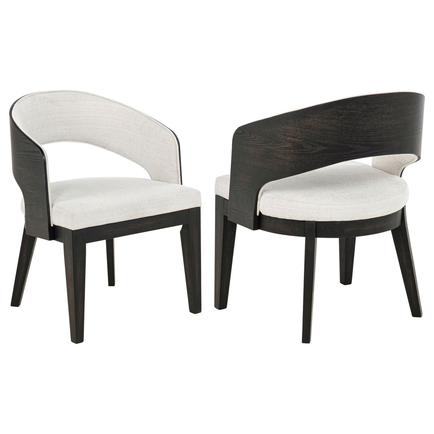 Leandro Contemporary Upholstered Dining Arm Chairs (Set of 2) – Burnished Black & Cream