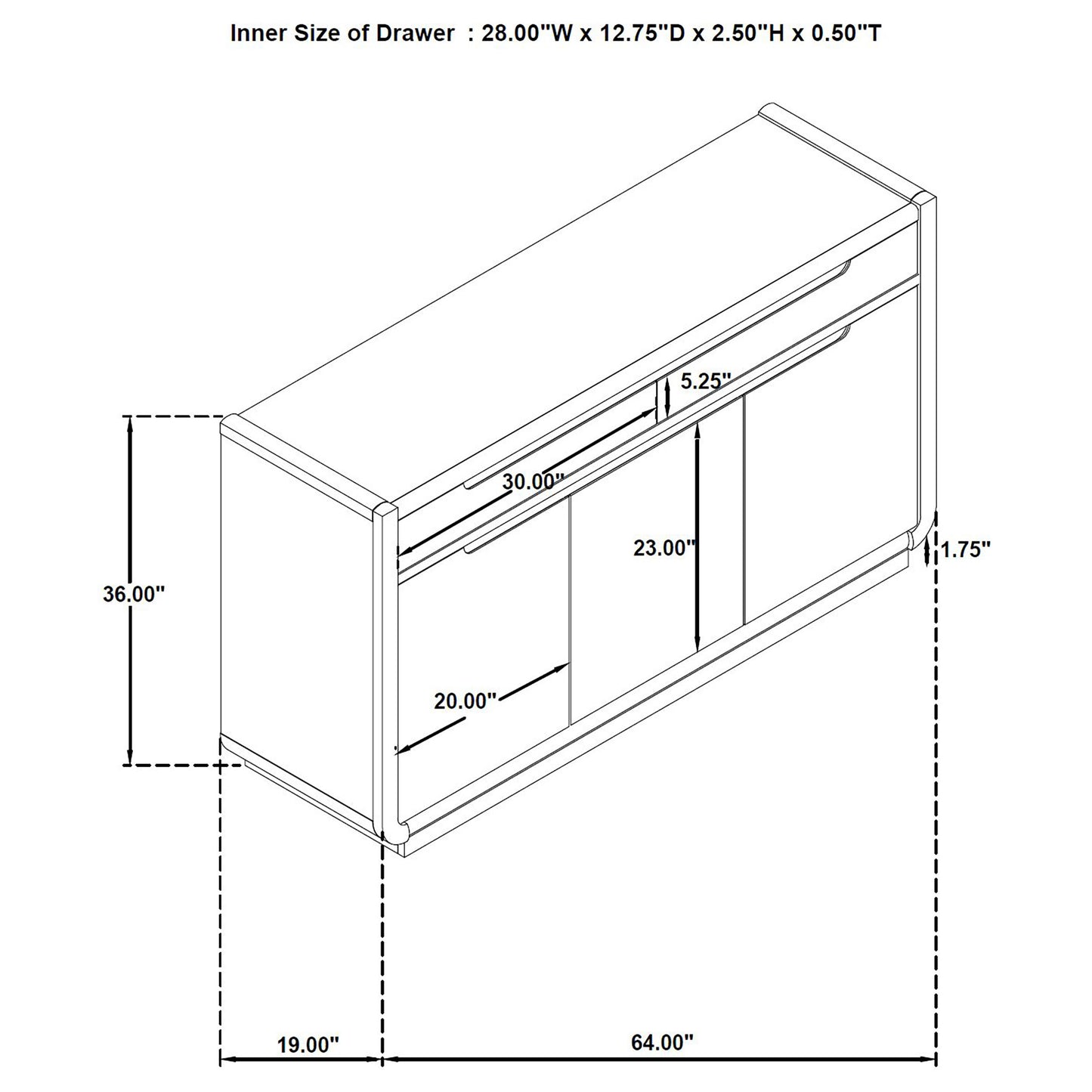 Leandro Contemporary Dining Sideboard – Burnished Black