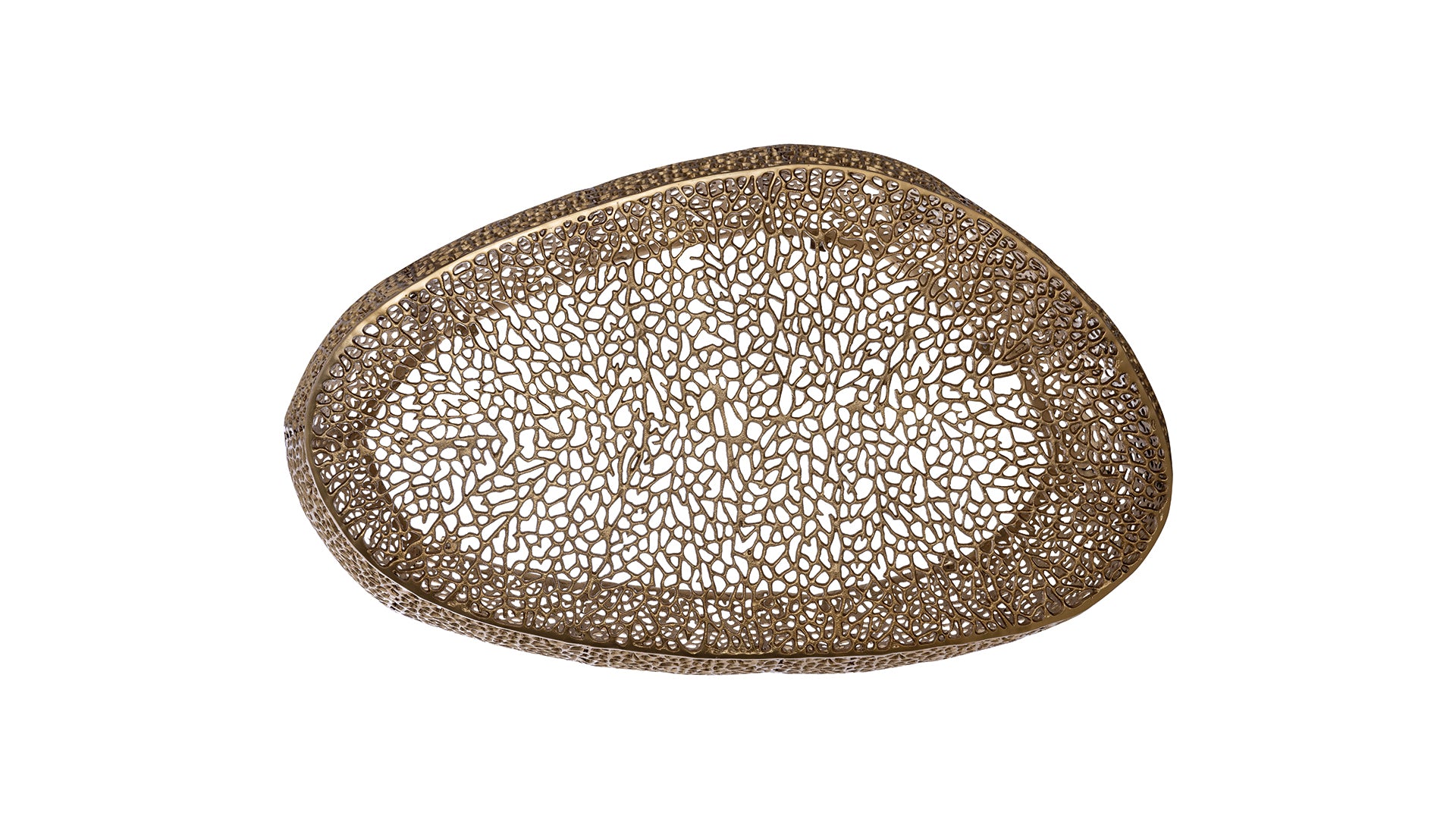 Azriel Oval Aluminum Mesh Coffee Table, Gold