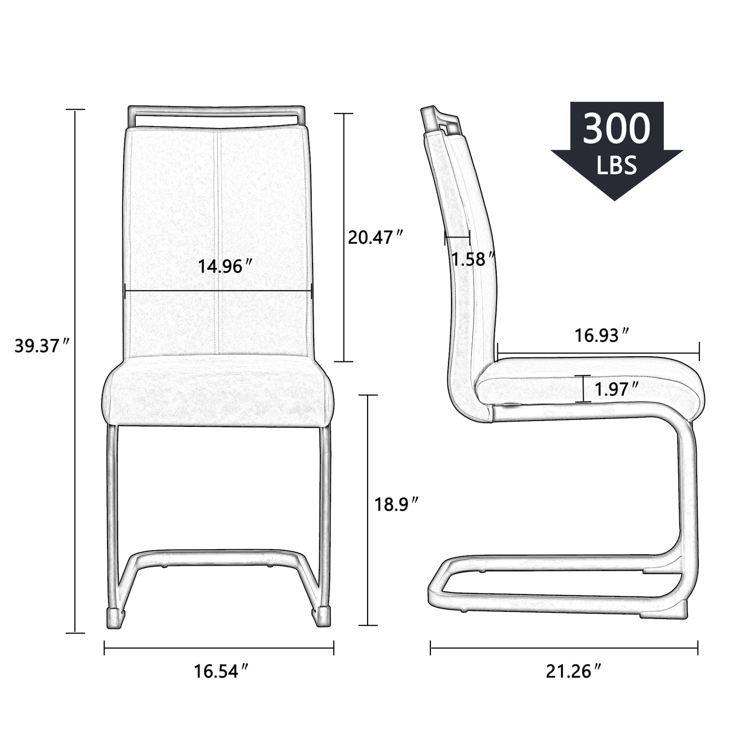 White PU Leather Dining Chairs with Gold Legs (set of 2) - detail view 5