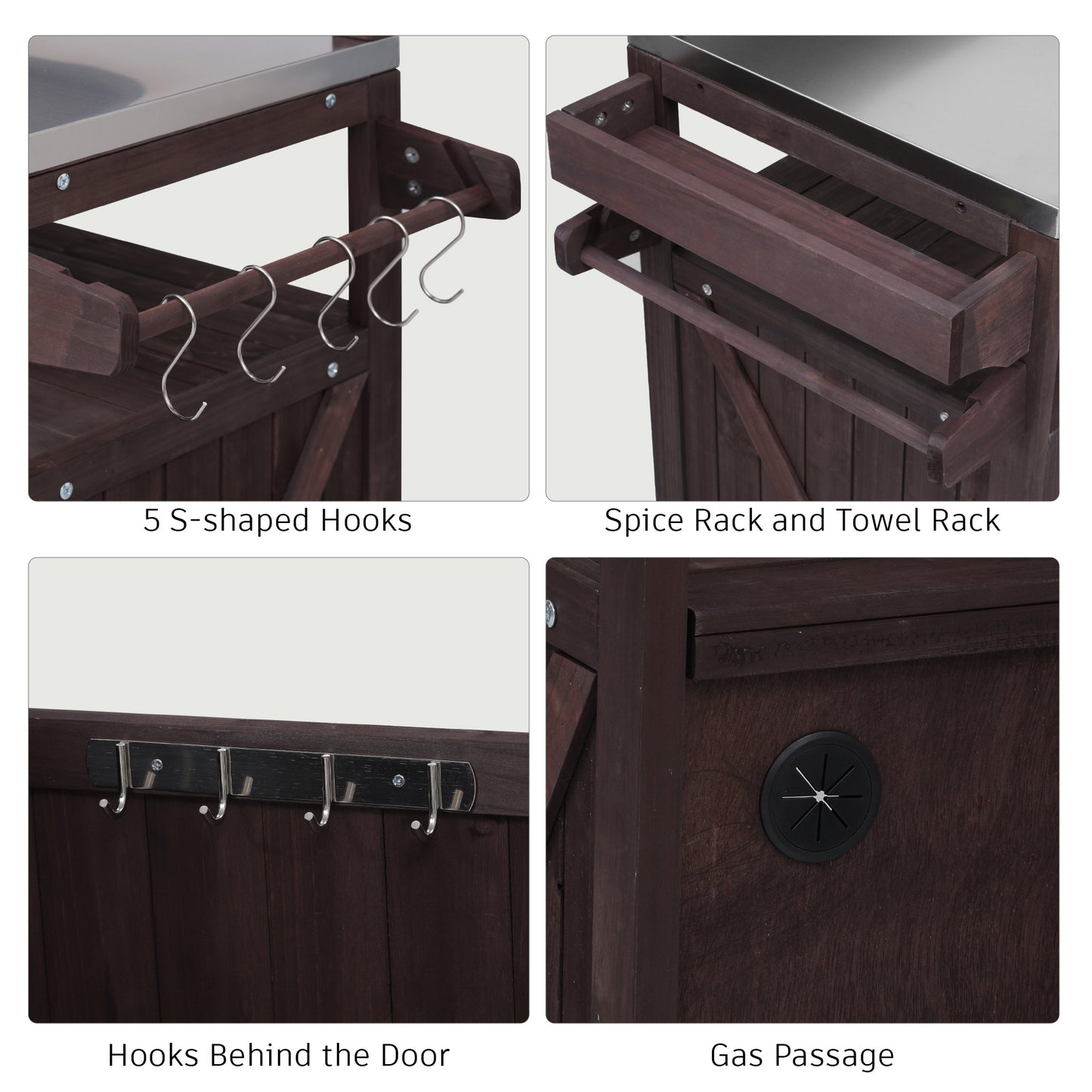 K&k 53.3' Outdoor Kitchen Island with Raised Shelf - Brown - detail view 8