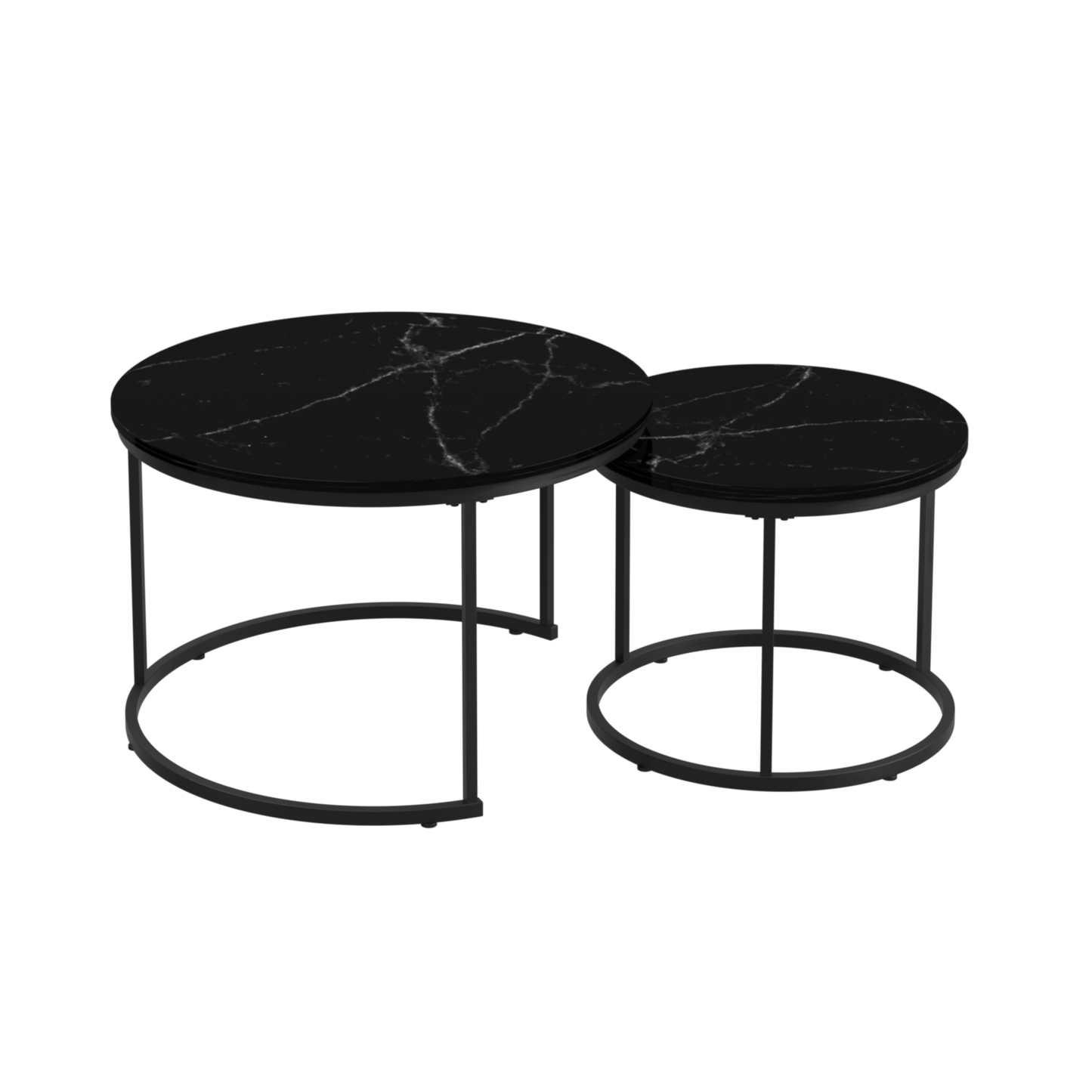 Black Wood+metal Steel Frame Nesting Tables with Black Legs - primary color shot