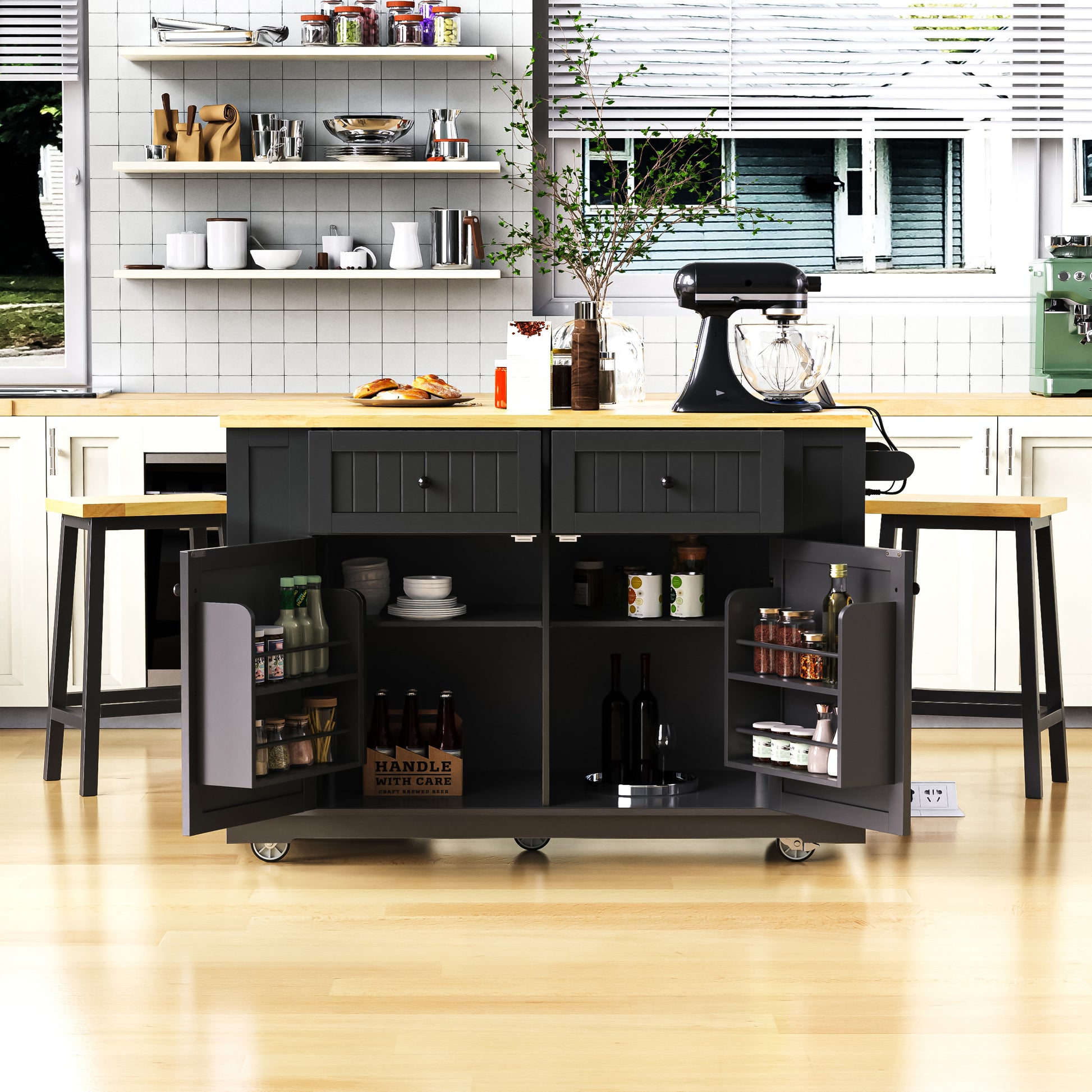 48" Kitchen Island with Drop Leaf - Black - detail view 3