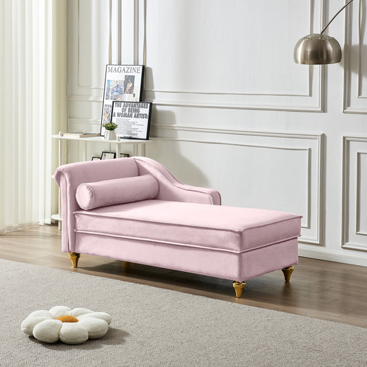 Modern Upholstery Chaise Lounge Chair with Storage Velvet (pink) - primary color shot
