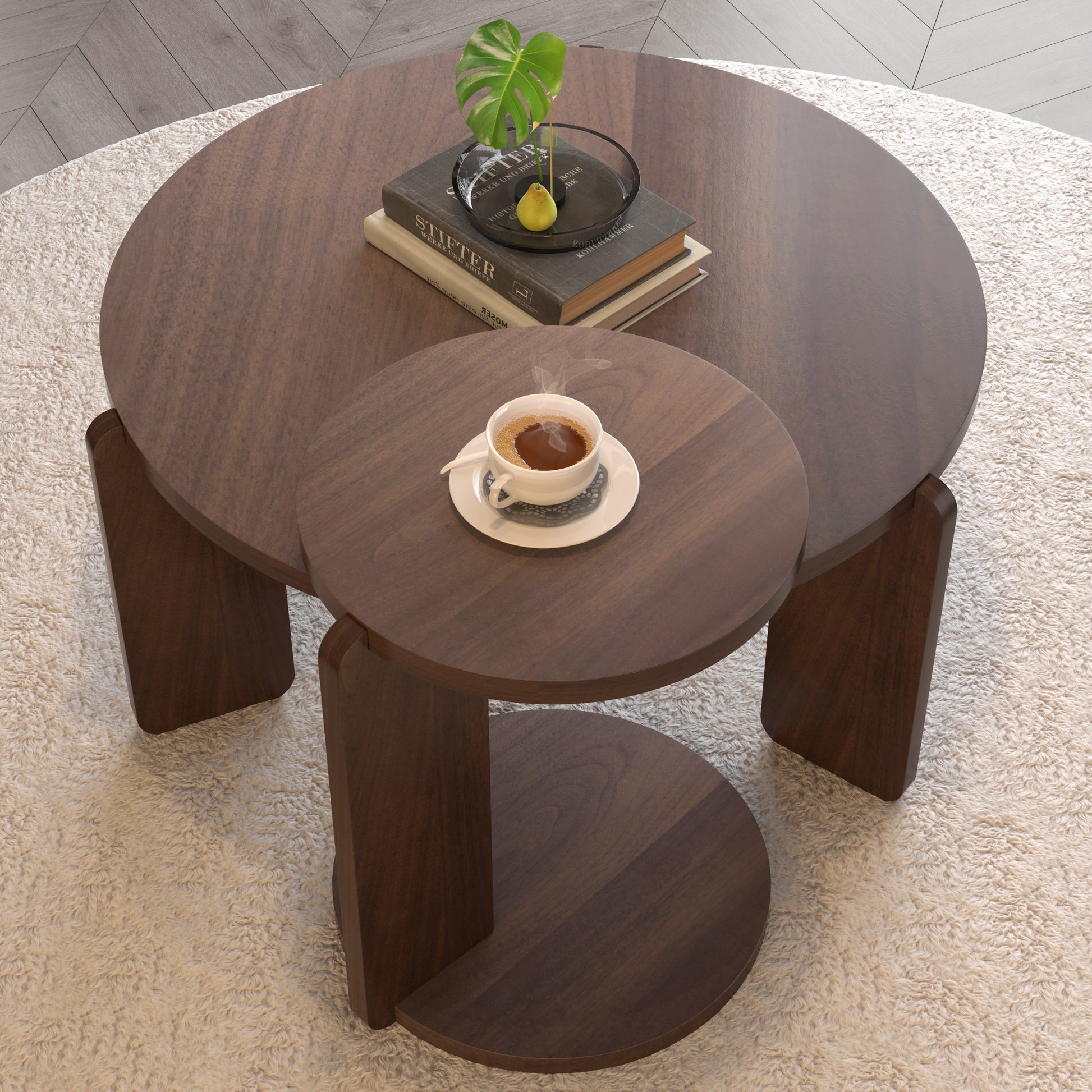 Walnut Nesting Tables with Wood Legs - detail view 5