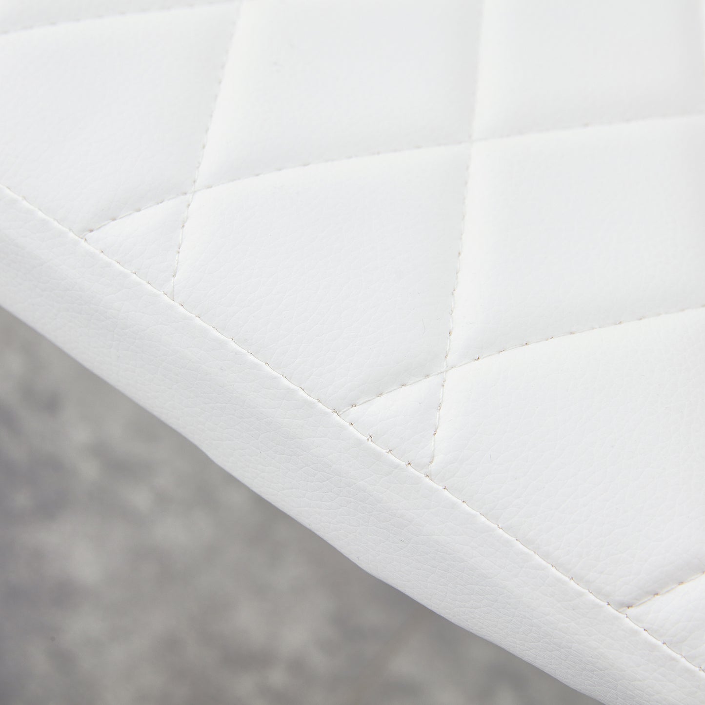 Donna Modern Diamond Stitched PU Leather Side Chairs Set of 4 , White