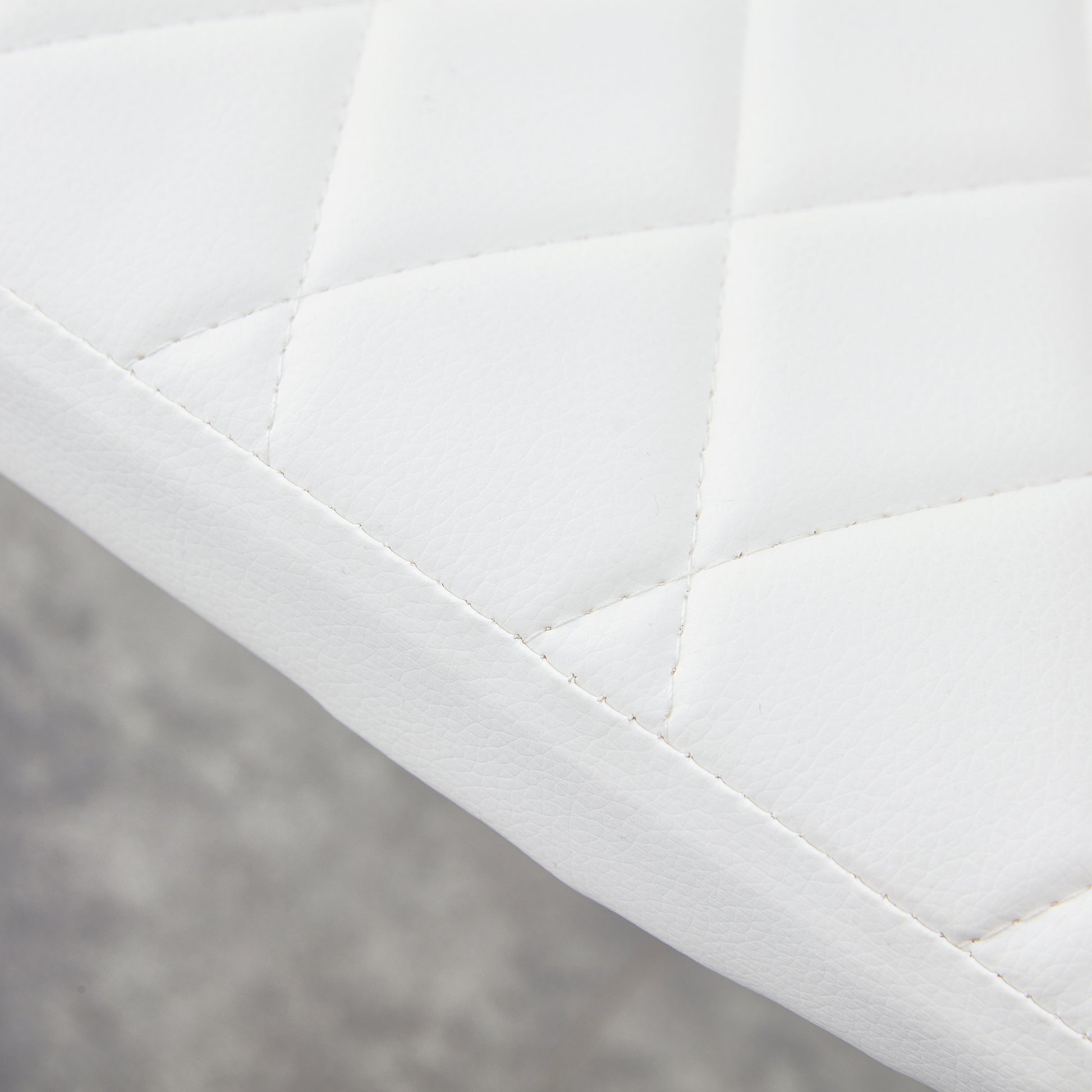 Donna Modern Diamond Stitched PU Leather Side Chairs Set of 4 , White