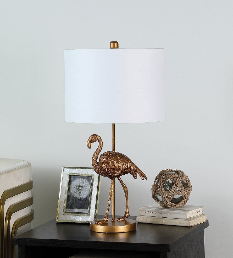 26' Matte Gold Flamingo Resin Table Lamp
