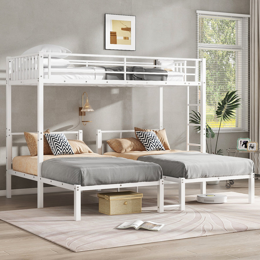 Twin over Twin & Twin Bunk Beds for 3 - White - primary color shot