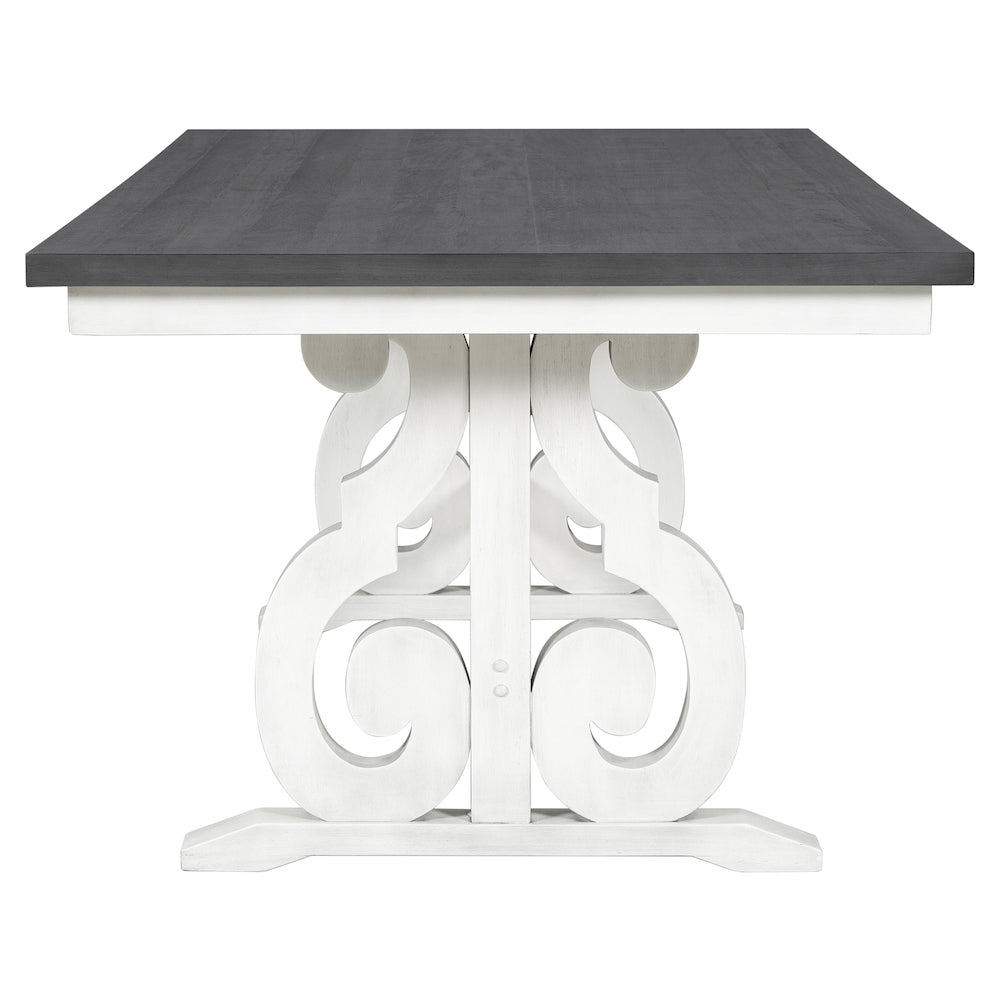 Trexm 6-Piece Transitional Dining Set - White & Gray