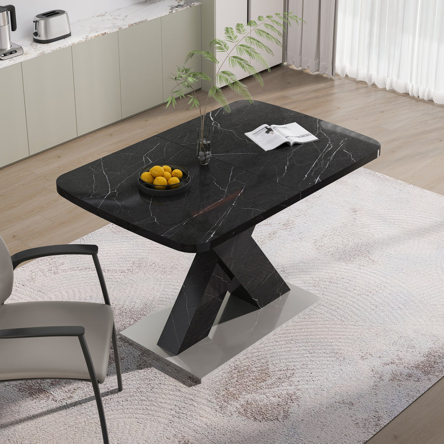 Black Metal Dining Room Table with Black Legs - primary image