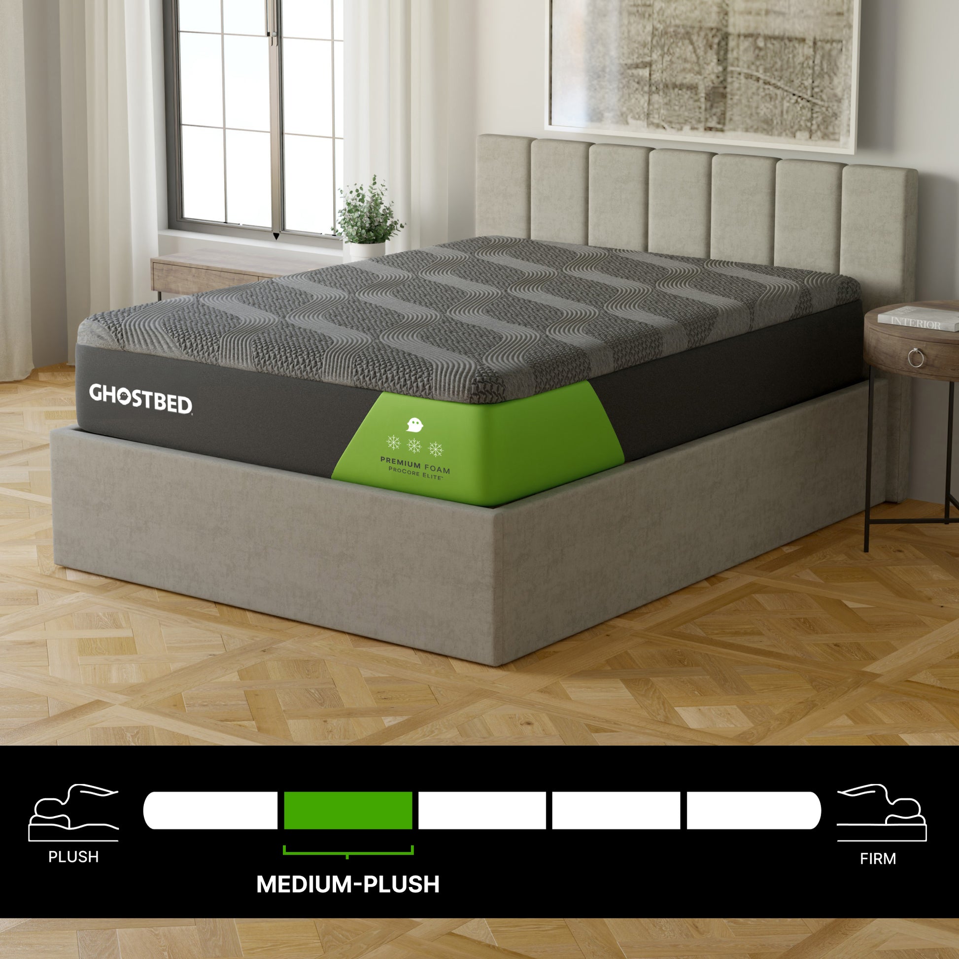 Ghostbed Premium 14' Queen Foam Mattress in Grey with Cooling Ghost Ice Cover and Copper-Infused Memory Foam - detail view 5