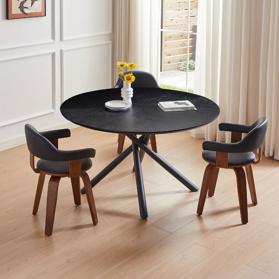 47.25'' Round MDF Coffee Table End Table Short Leisure Tea Table Cross Legs Metal Base - Black - detail view 4