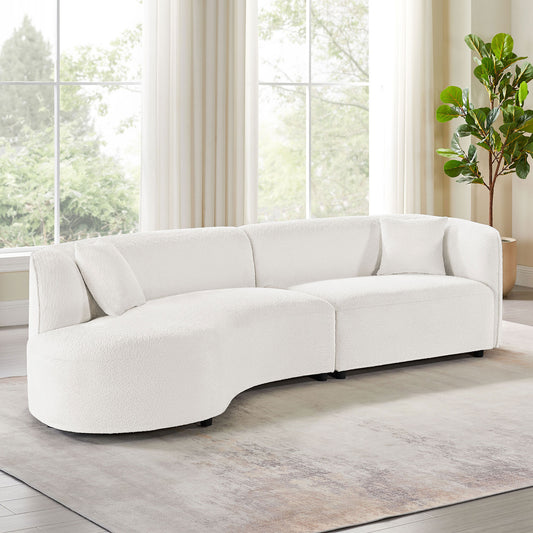 Luxury Modern Style Living Room Upholstery Curved Sectional with Chaise 2-Piece Set - White - detail view 5