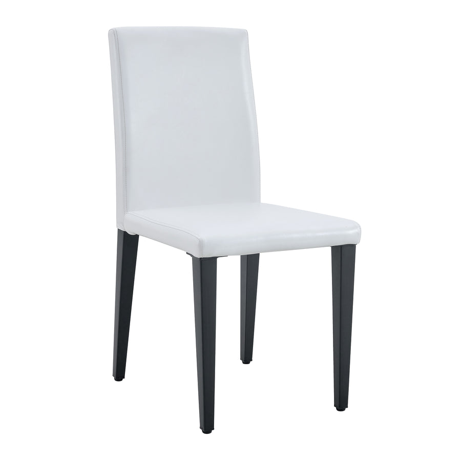 White PU Leather Dining Chairs with Black Legs (set of 2) - primary color shot