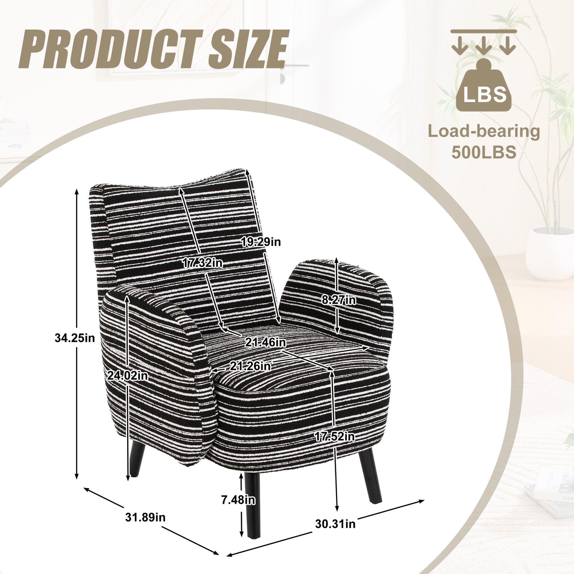 Black Bouclé Accent Chair with Black Legs - detail view 7