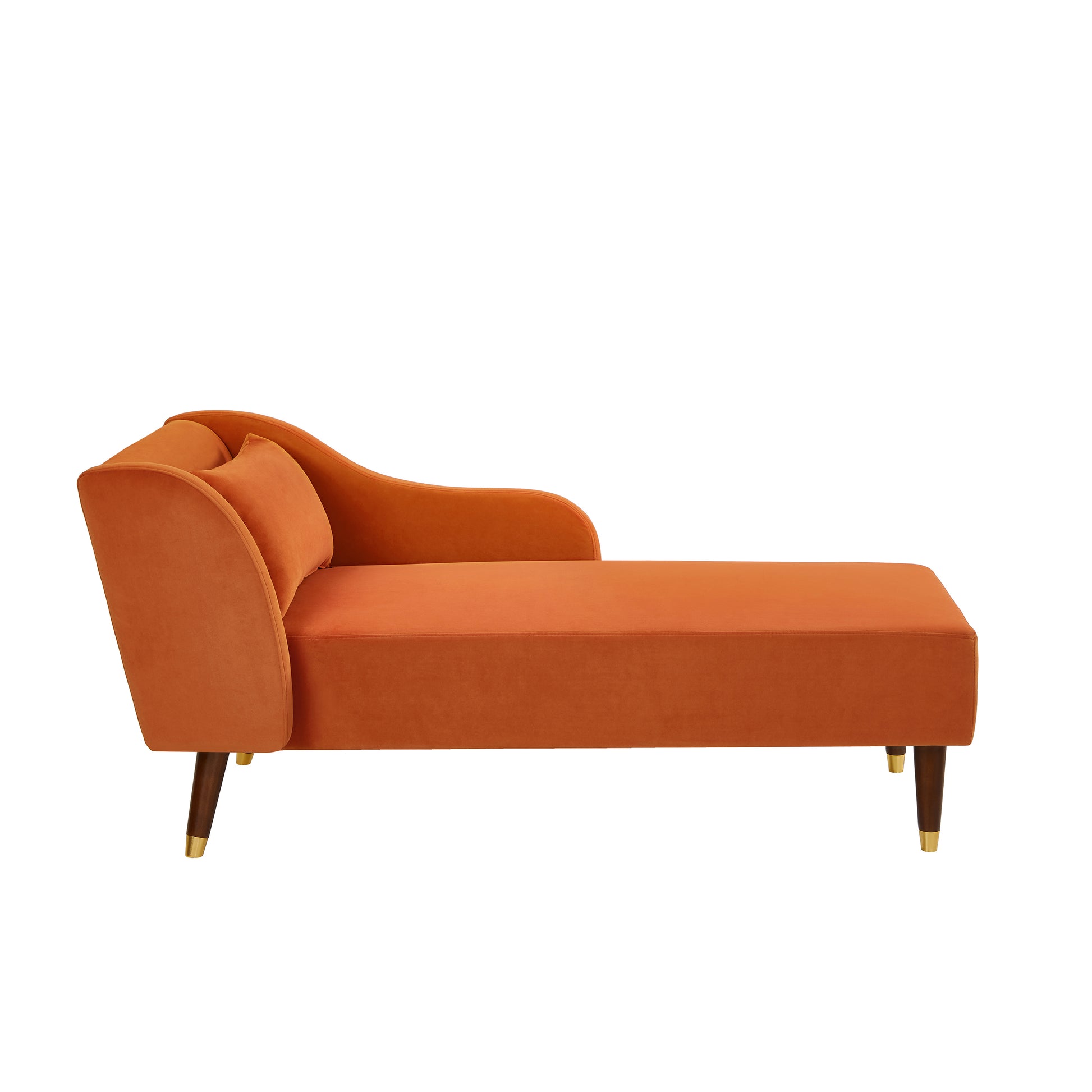 Modern Chaise Lounge Chair Velvet Upholstery (orange) - detail view 7