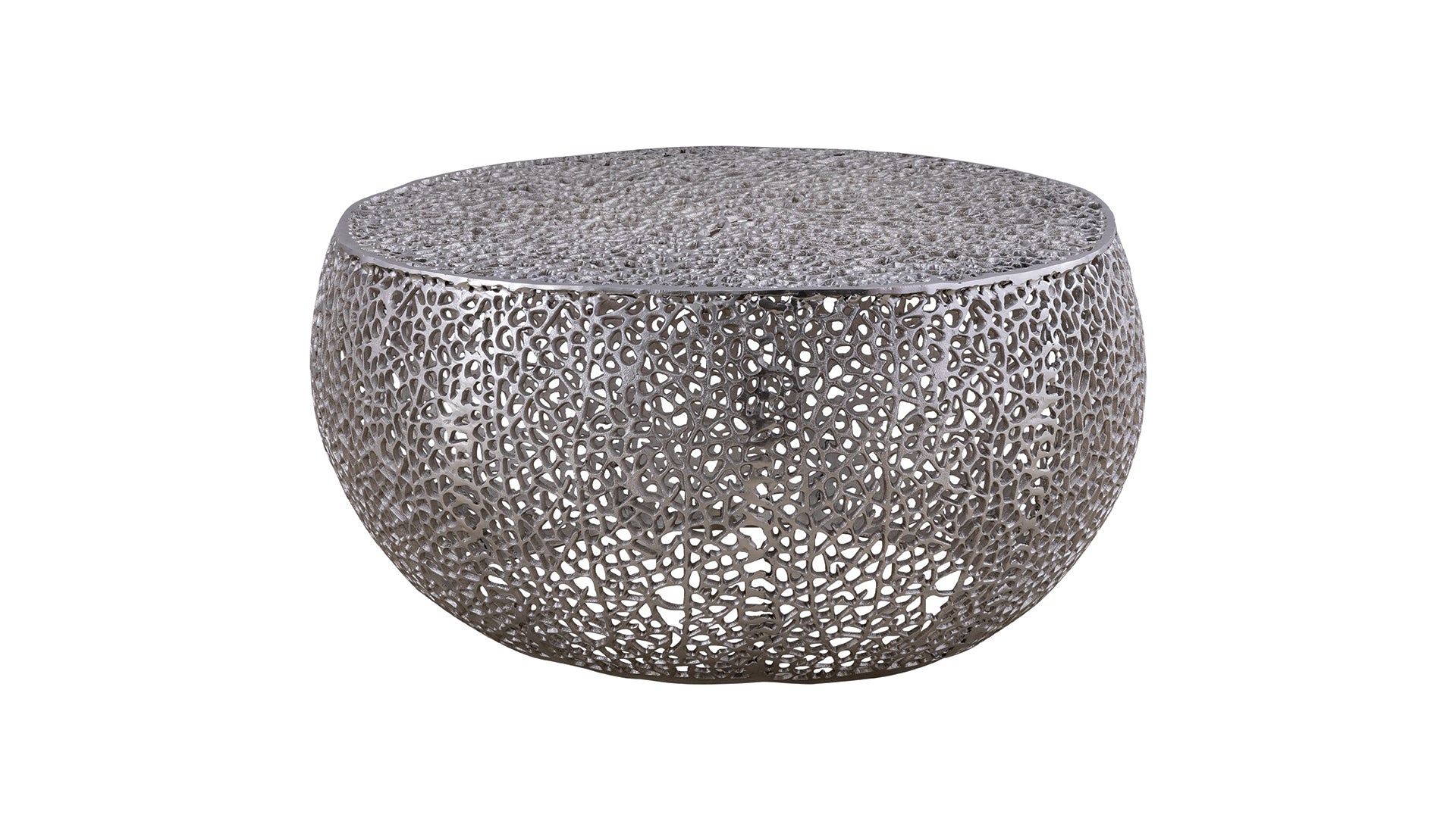 Azriel Round Aluminum Mesh Coffee Table, Silver