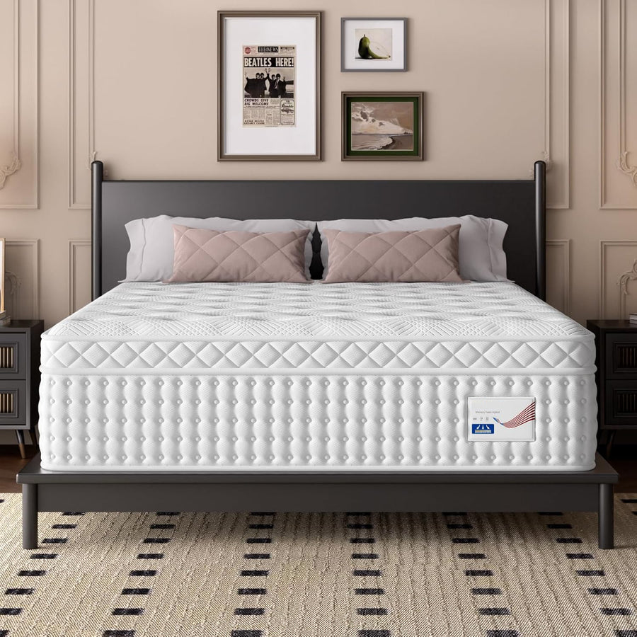 12" King Hybrid Mattress – Memory Foam & Pocket Spring Bed – Medium Firm Comfort - White - detail view 2