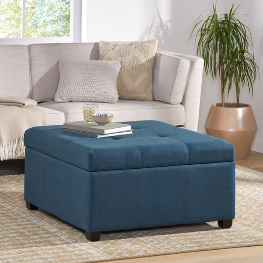 Carlsbad Linen Storage Ottoman, Blue
