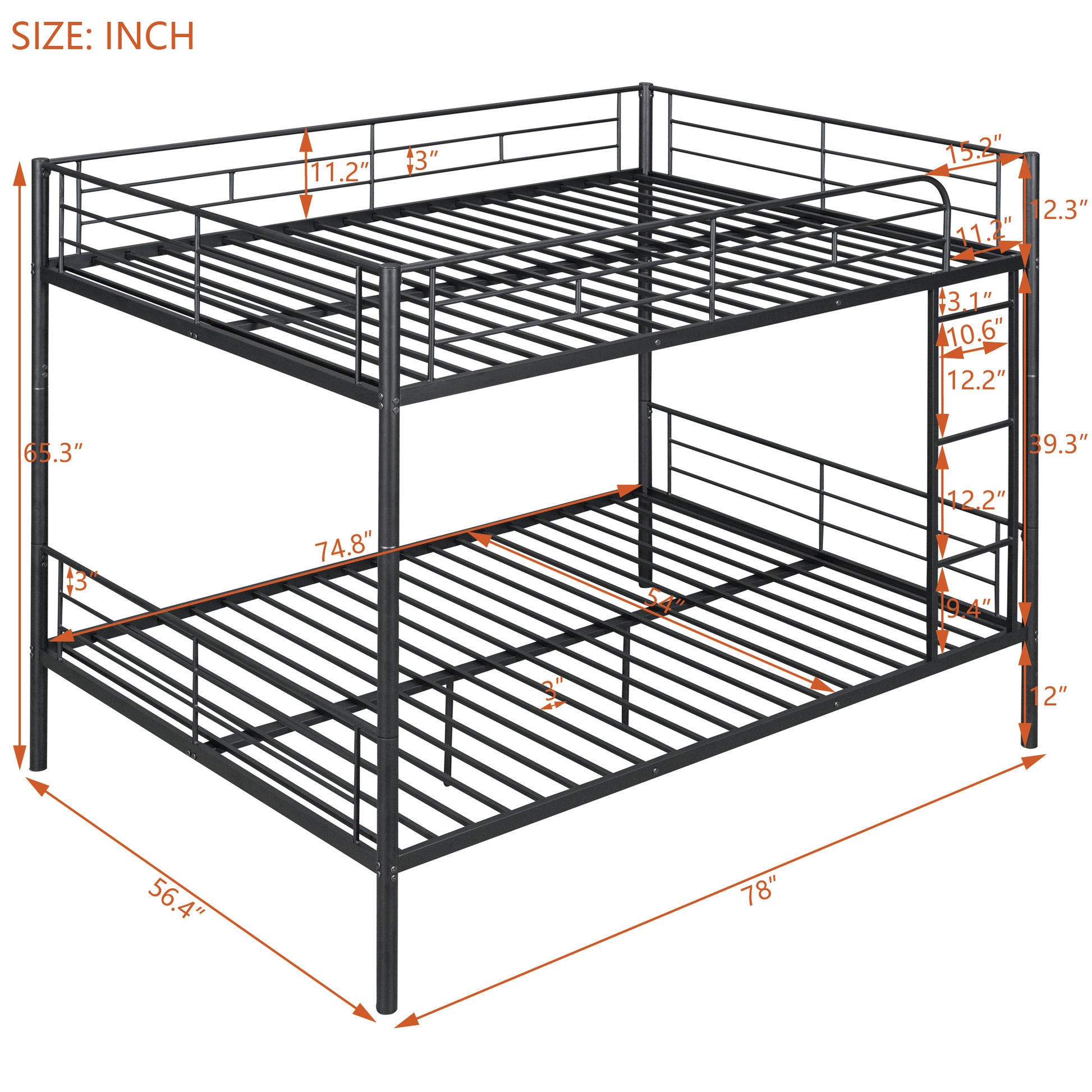 Full over Full Metal Bunk Bed - Black - detail view 7