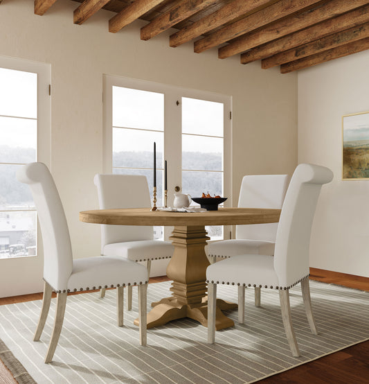 Florence 5-piece Round Dining Table Set Rustic Honey BEIGE