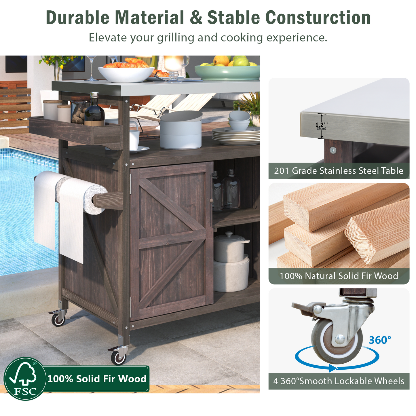 K&k Outdoor Kitchen Island - Brown - detail view 6