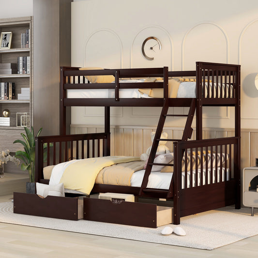 Stefan Twin over Full Bunk Bed with Ladder and Two Storage Drawers - Espresso - detail view 2