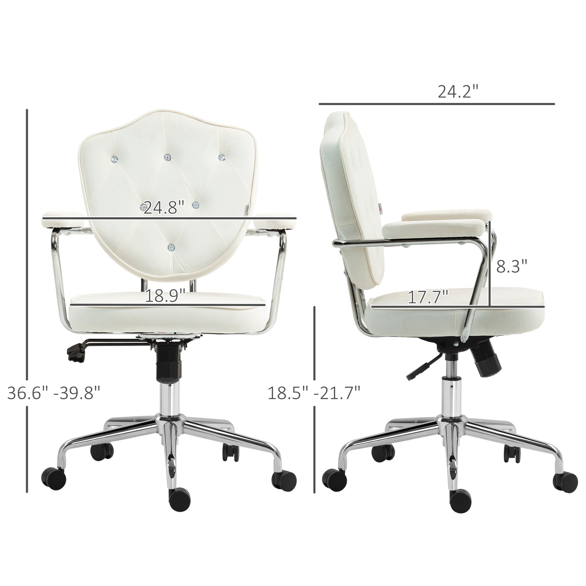 Vale Velvet Button Tufted Office Chair, White