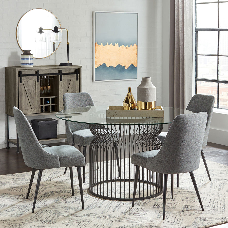 Granvia 54" Round Glass Top Dining Table in Gunmetal Finish