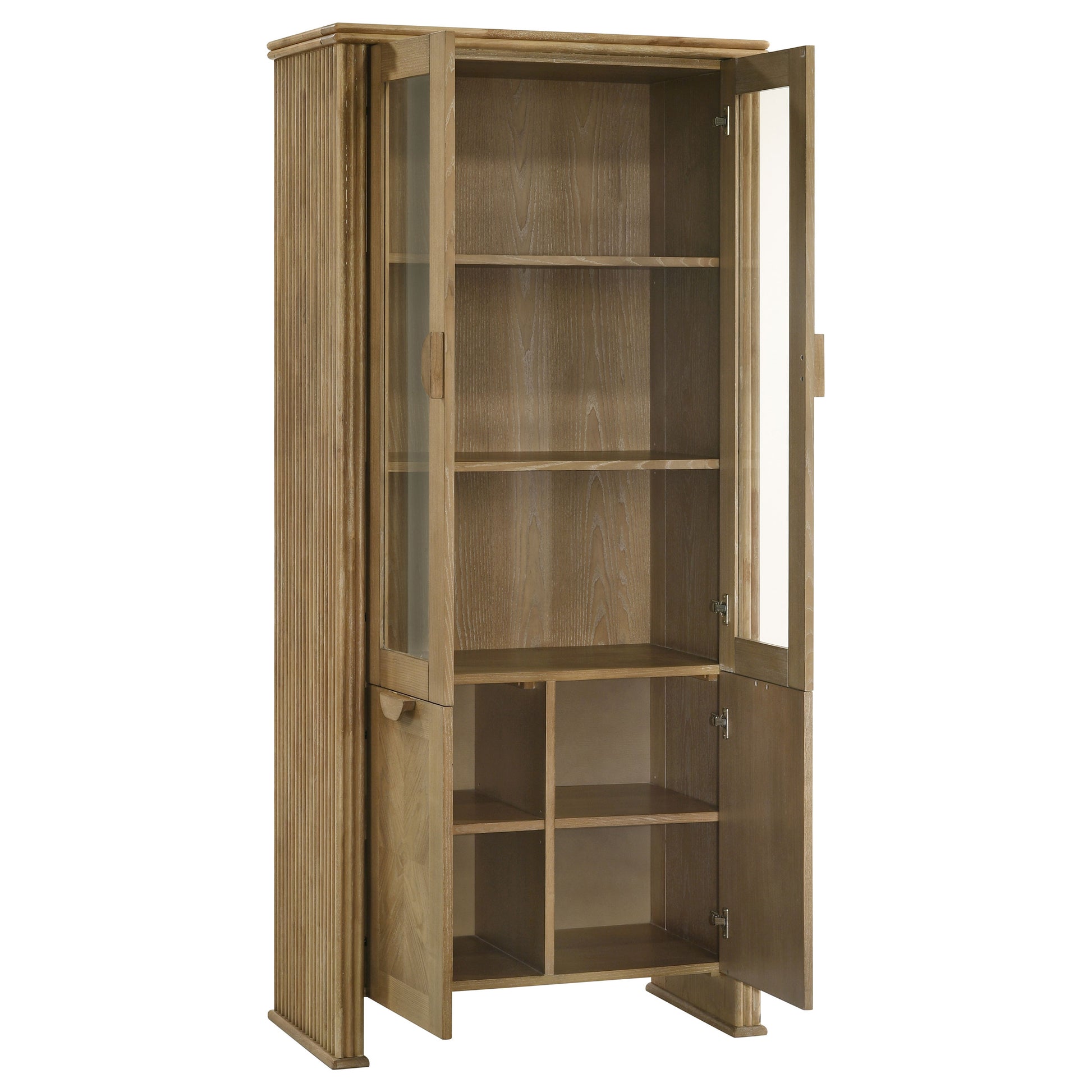 Adina 77" Tall Display Cabinet in Distressed Brown