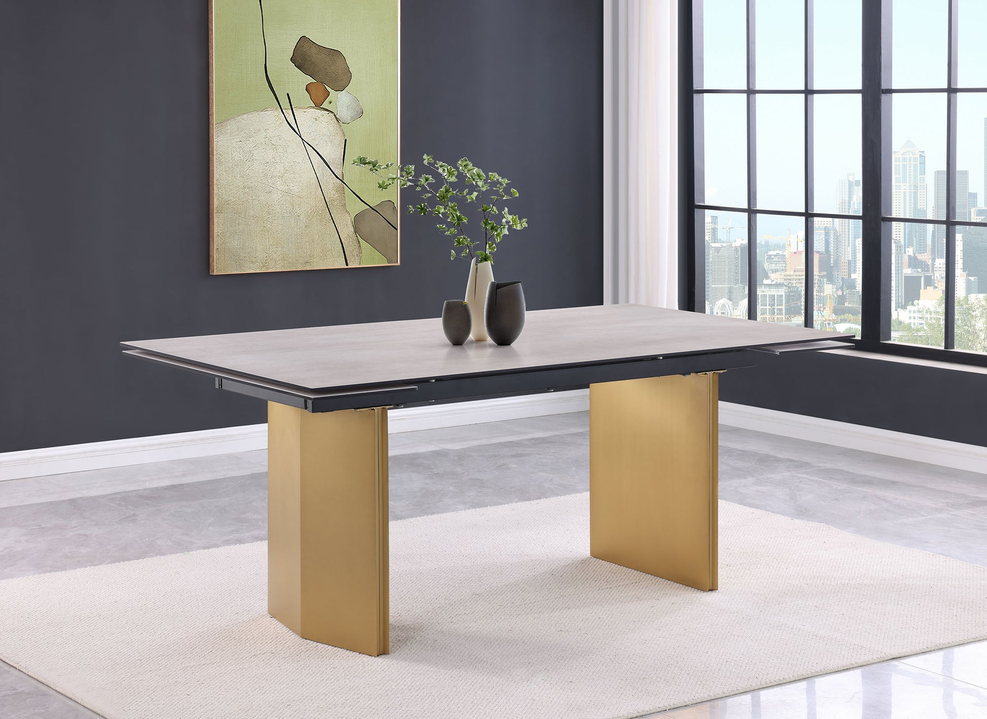 Vessa 97" Glass Top Extension Dining Table
