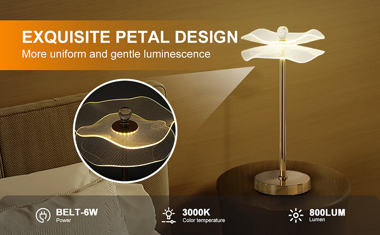 Led Acrylic Copper Gold Luminaire Table Lamp