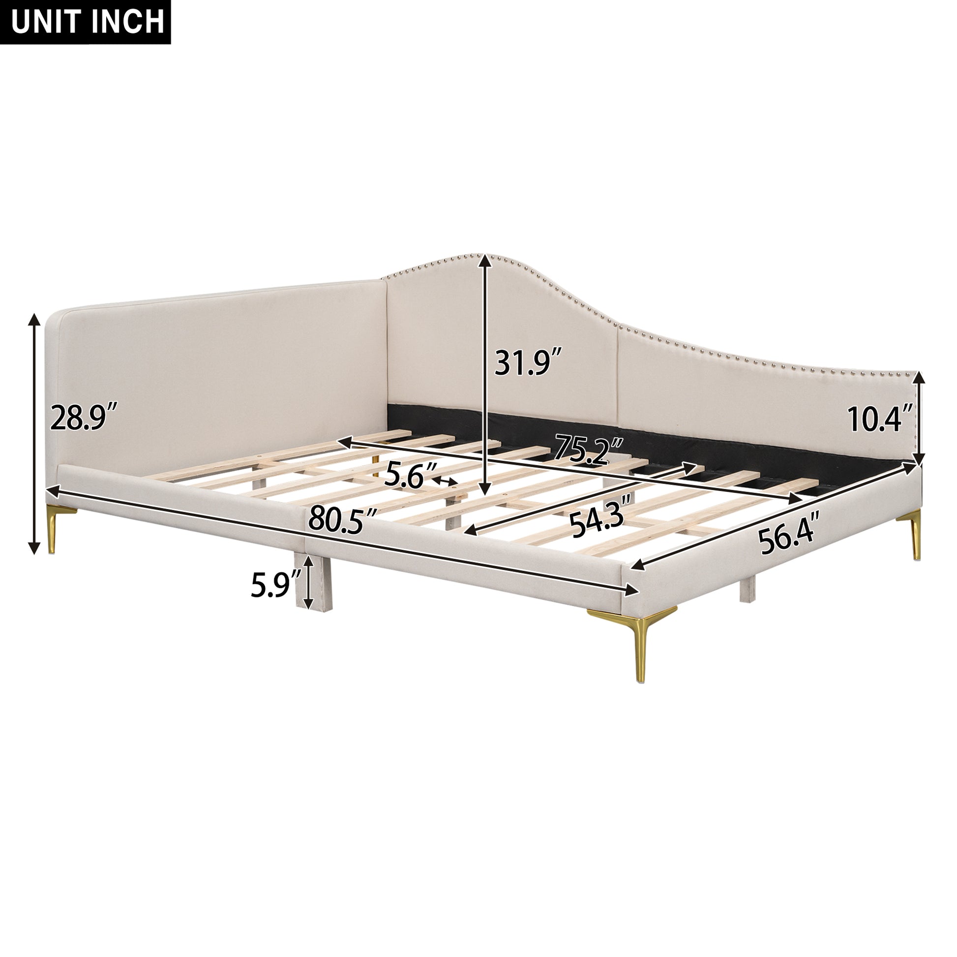 Ori Full Size Upholstered Daybed with Headboard and Armrest