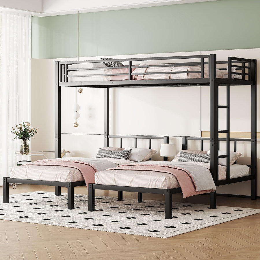 Twin over Twin & Twin Bunk Beds for 3 - Black - primary color shot
