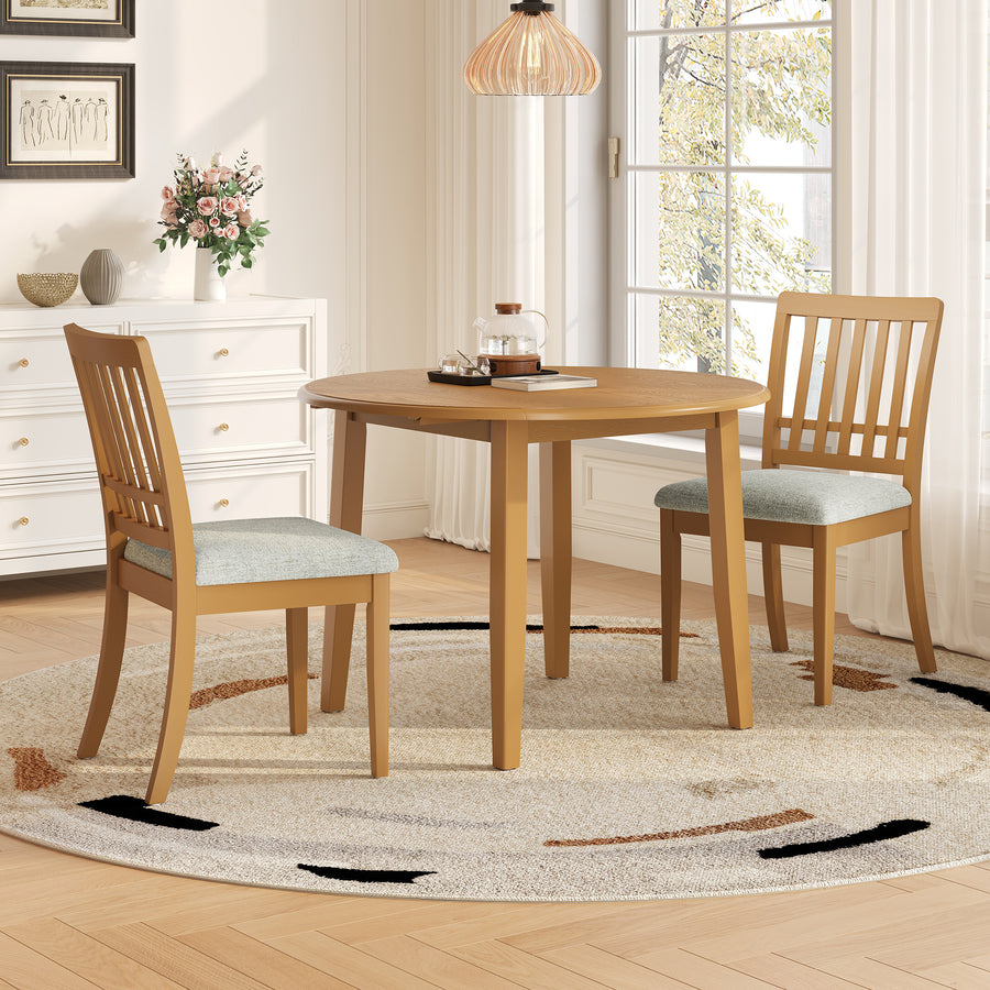 3-Piece Round Dining Table Set for 2 People - Light Brown - primary color shot