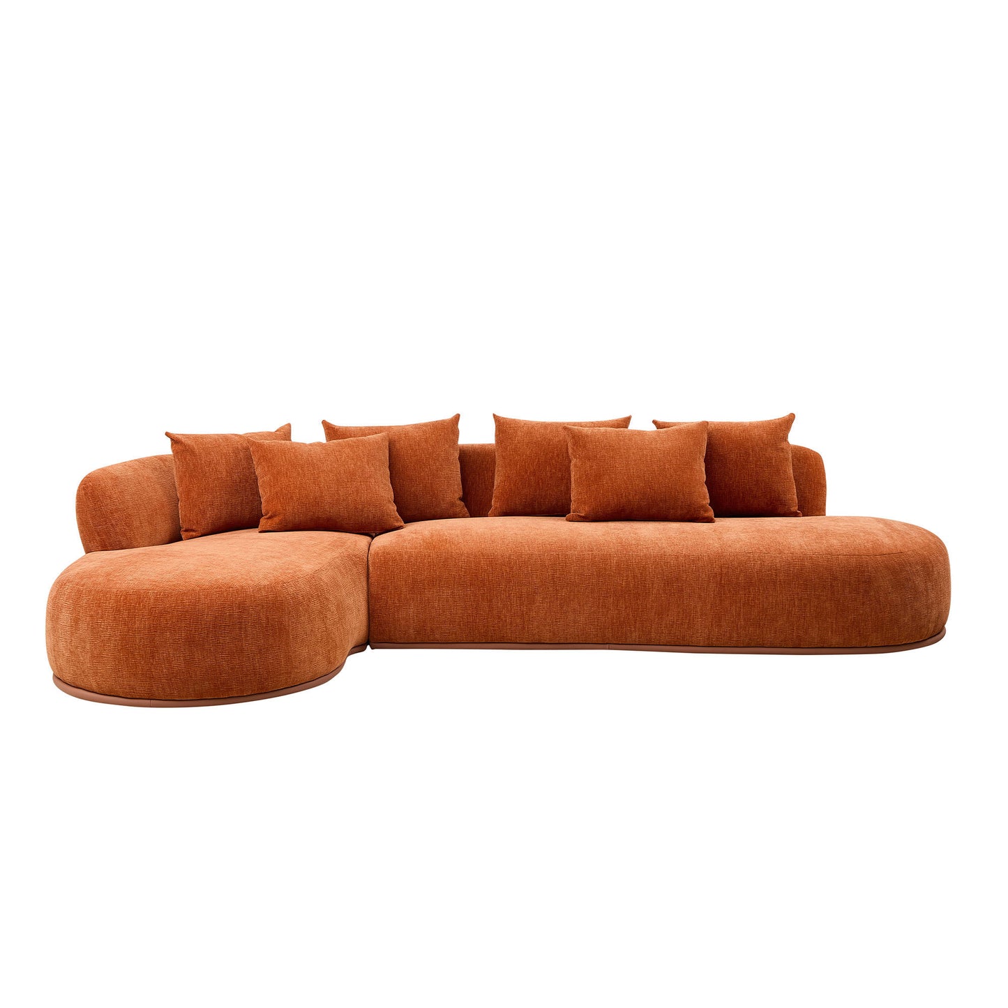 Crescent Curved Leather Sectional – Orange