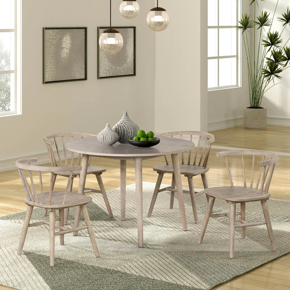 Yate 5PC Mid-Century Modern Dining Set, Natural
