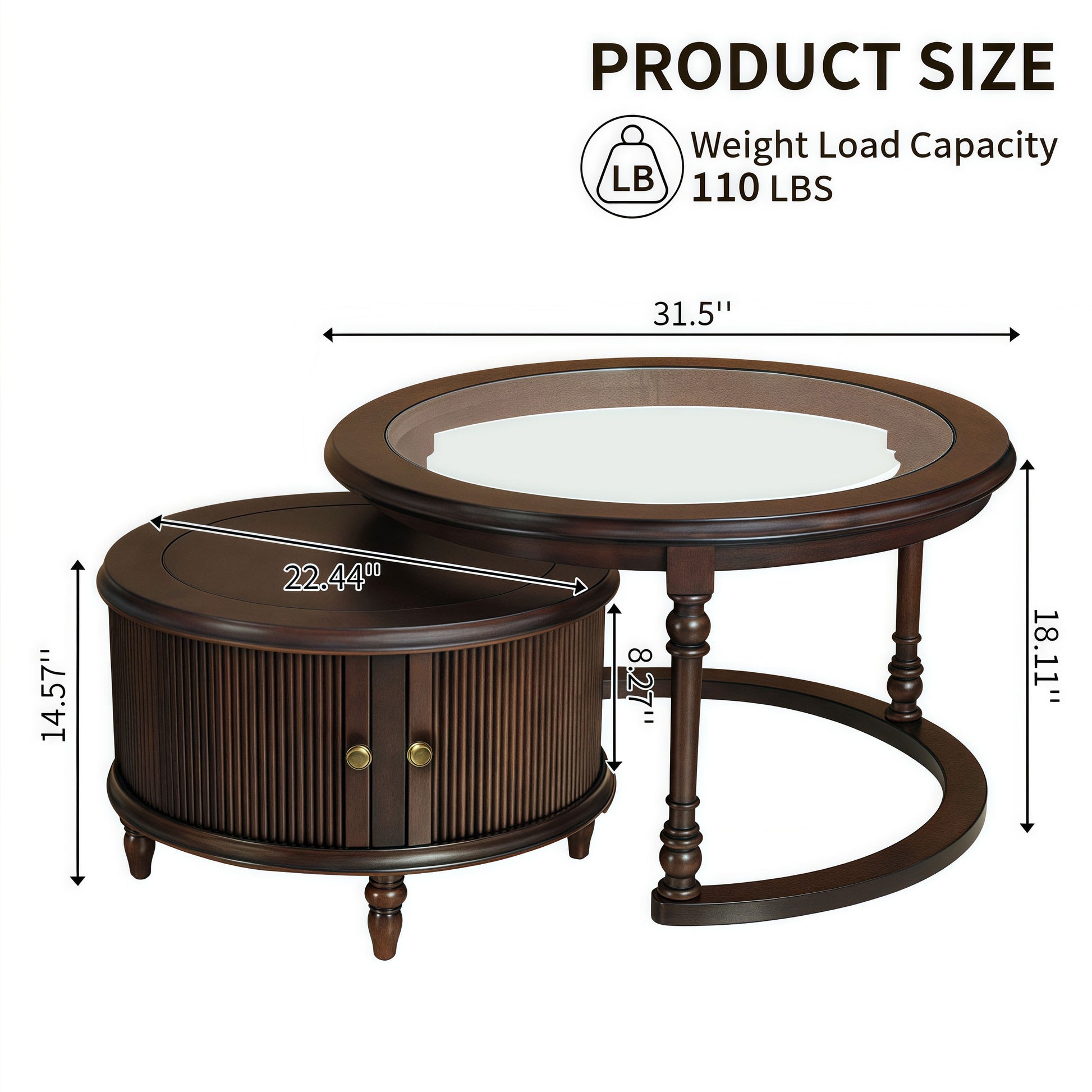Brown Nesting Tables with Wood Legs - detail view 3