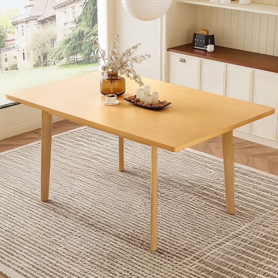 60' Rustic Farmhouse Dining Table - Solid Wood Frame, Minimalist Modern Dining Table for Dining Room - primary color shot