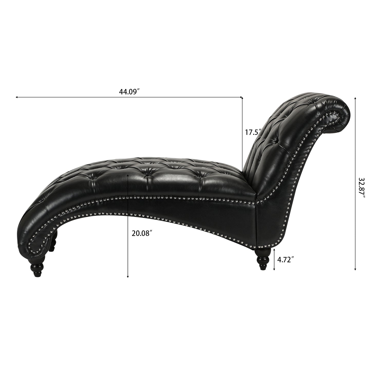 Tufted Armless Chaise Lounge - Black - detail view 8