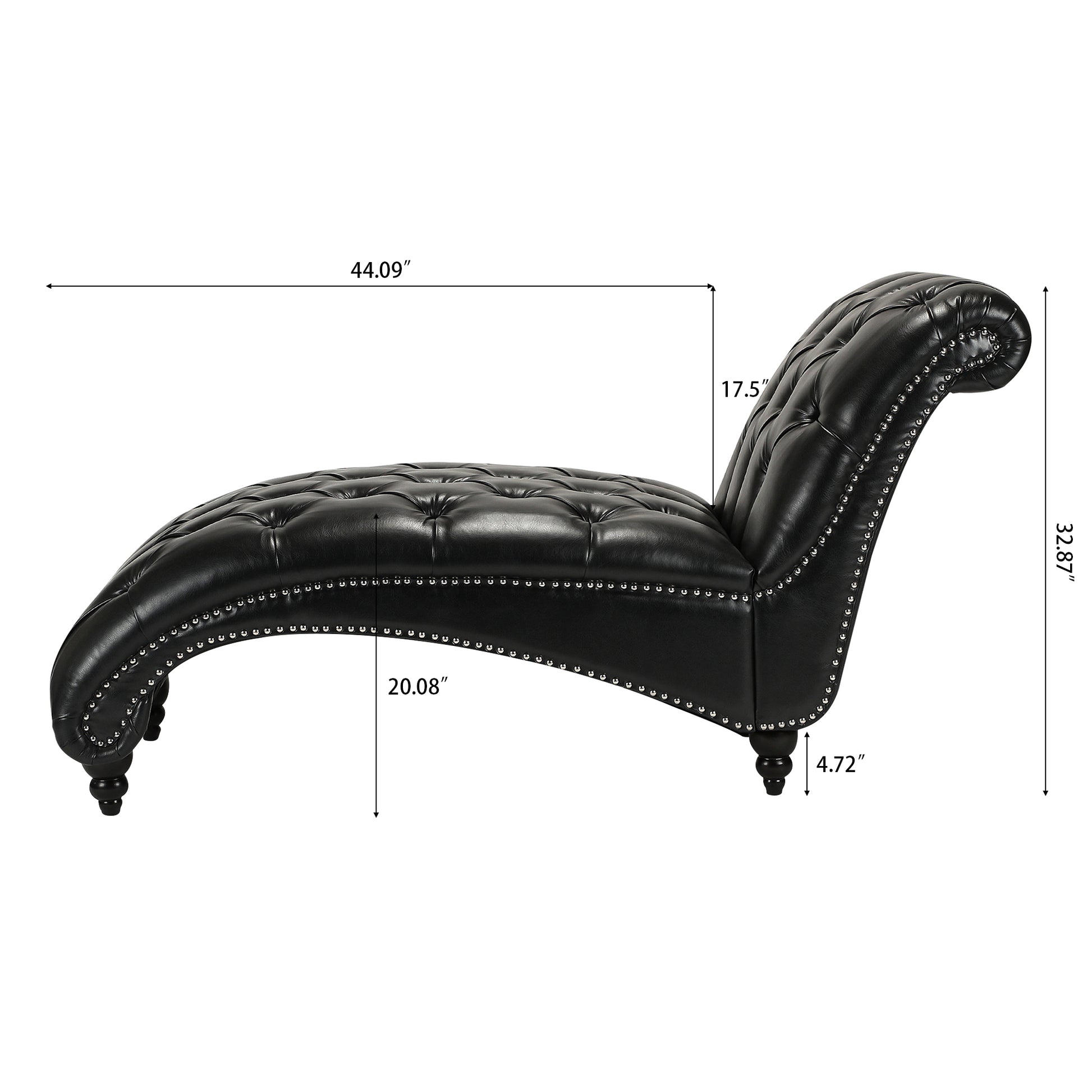 Tufted Armless Chaise Lounge - Black - detail view 8