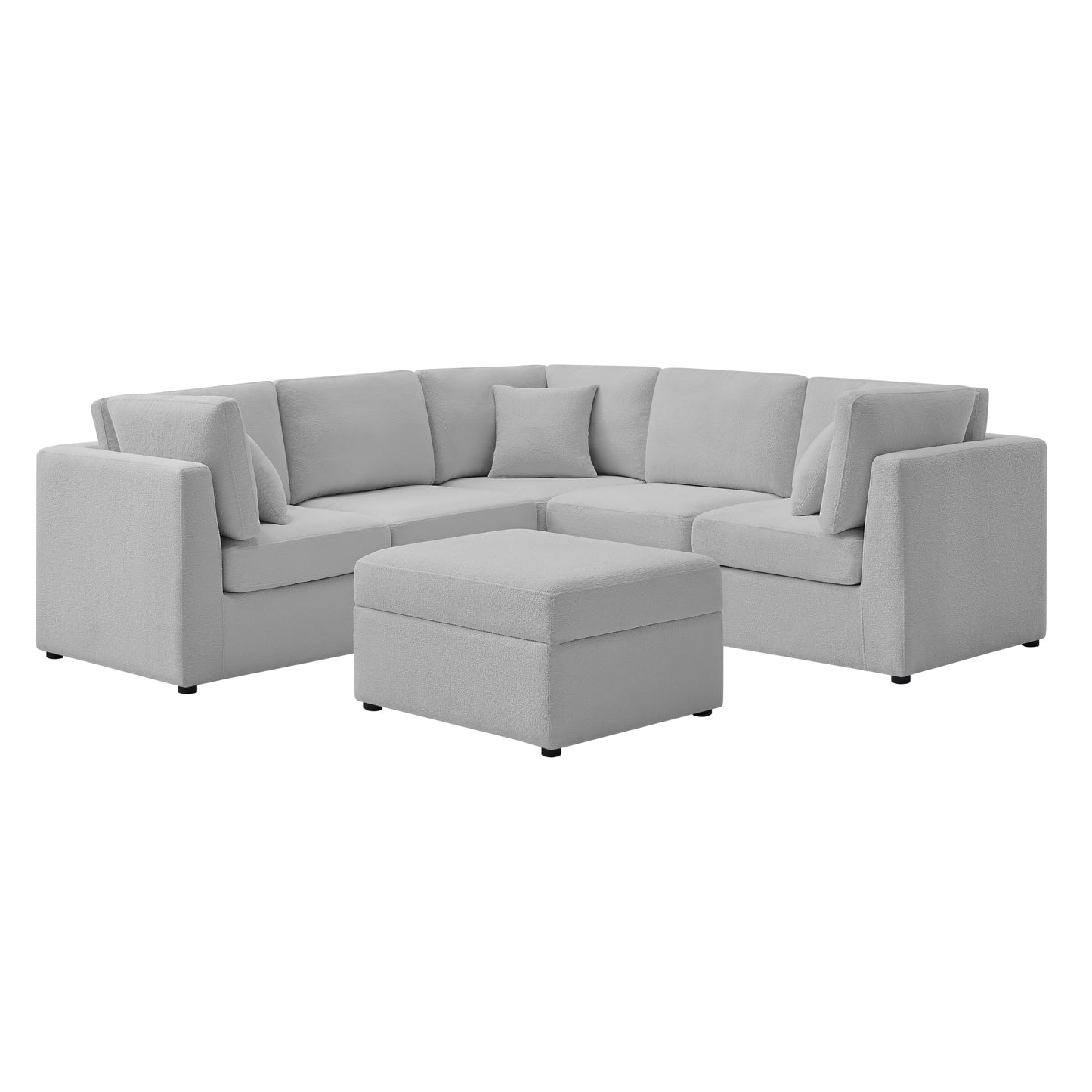 Chauncy 6-PC Sectional in Gray with Performance Fabric, Modular Seating for Modern Living Rooms - detail view 3