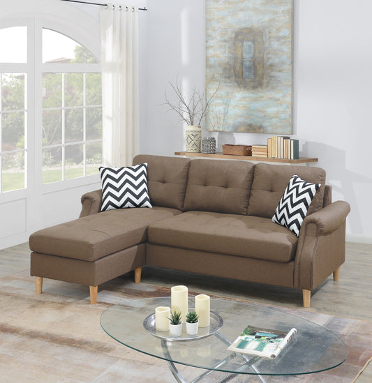 Living Room Corner Sectional Light Coffee Polyfiber Chaise sofa Reversible Sectional - primary color shot
