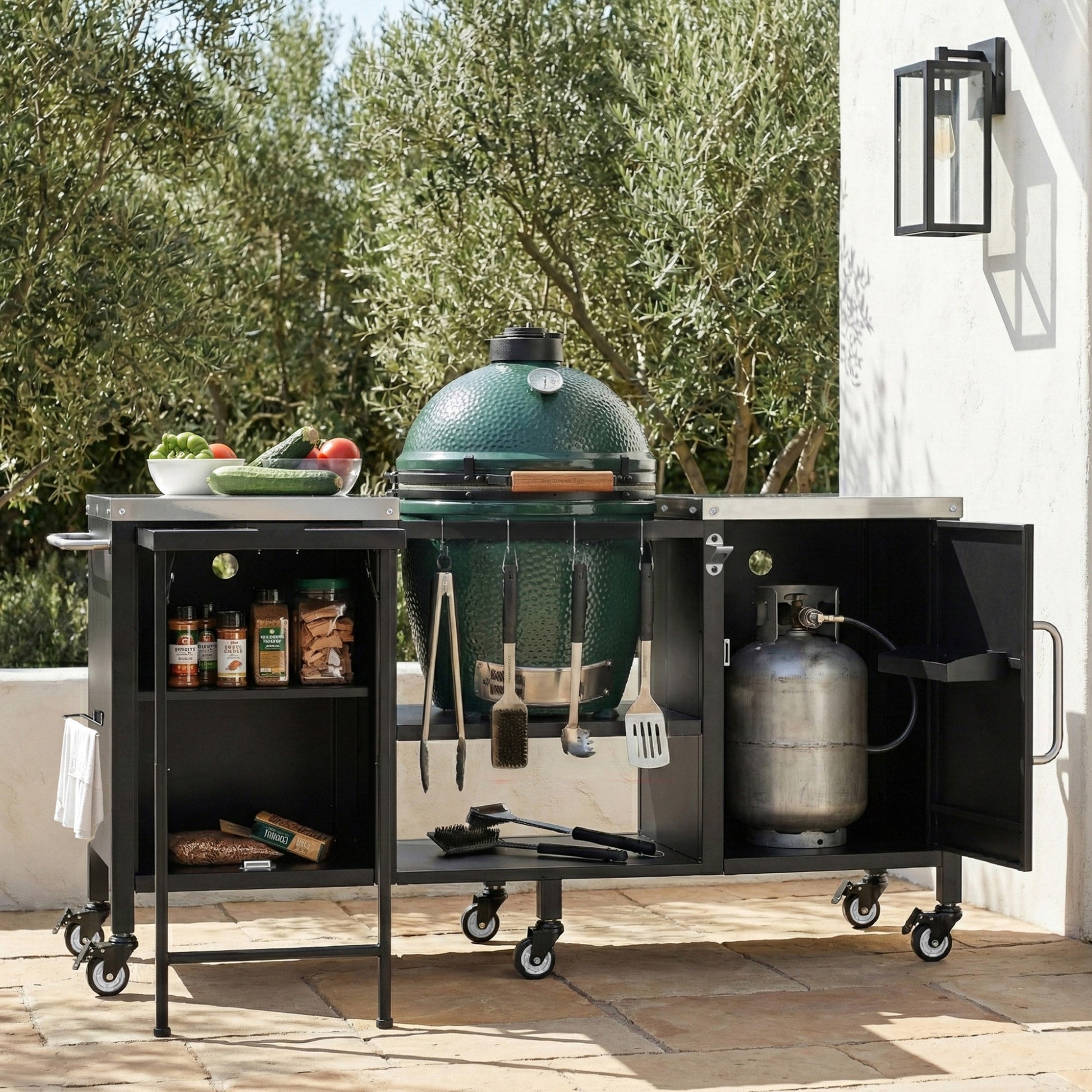 K&k 72.4' Large Grill Table for Large Big Green Egg - Black - detail view 3