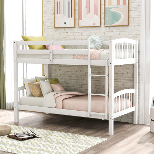 Stucci Twin over Twin Bunk Bed with Curved Headboard and Ladder - White - detail view 2